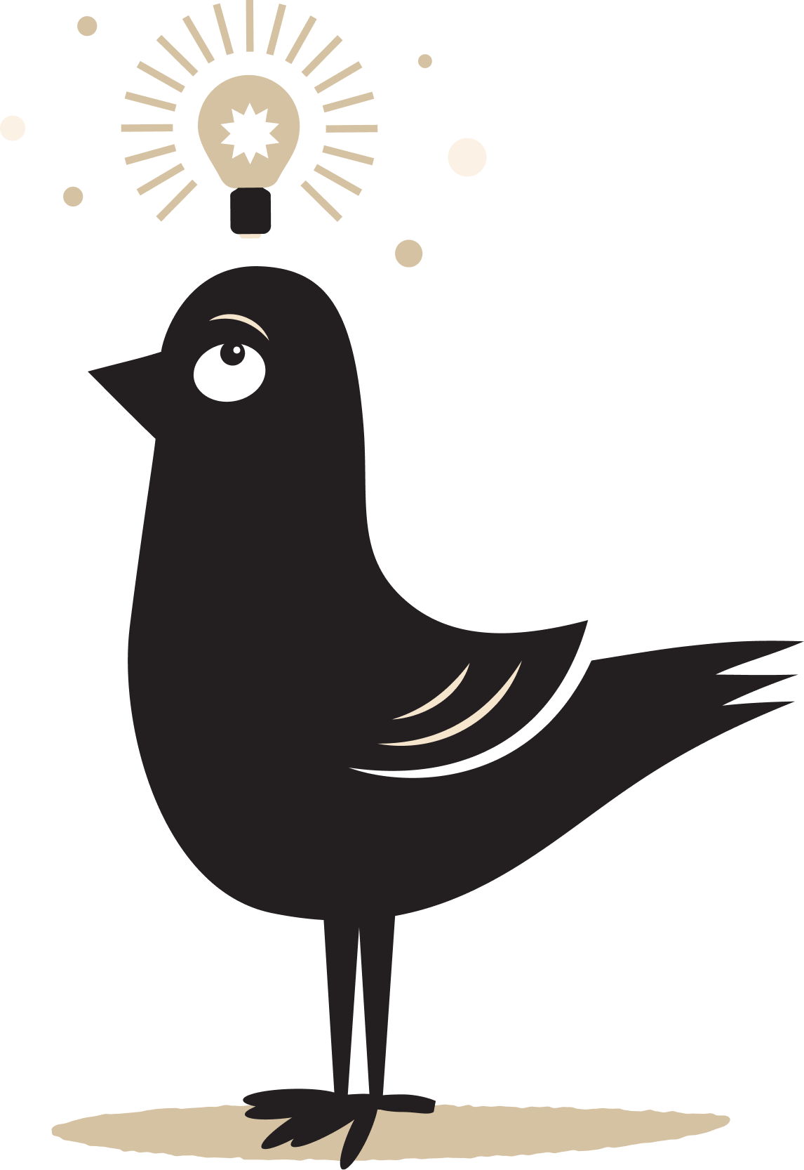 Energy Bird pensant avec une ampoule au-dessus de la tête