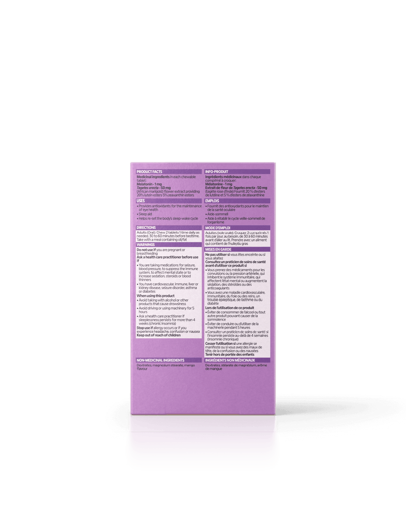 Energy Bird Disconnect and Sleep back of package nutritional information