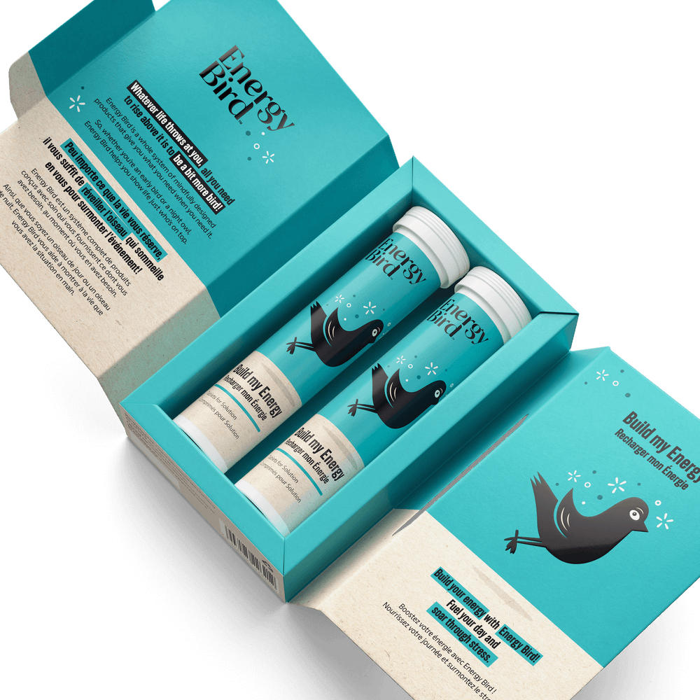 Boîte Recharger mon énergie par Energy Bird ouverte