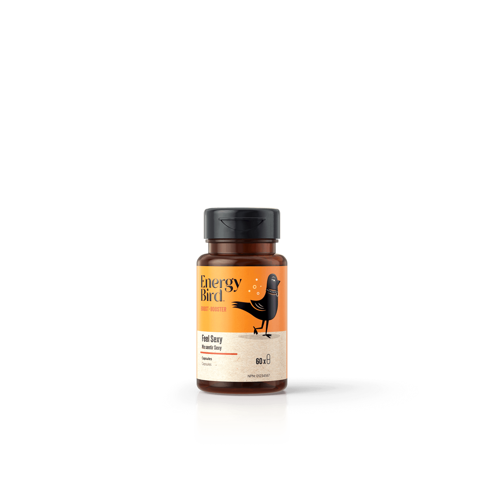 Energy Bird Feel Sexy supplement bottle, 60 capsules.
