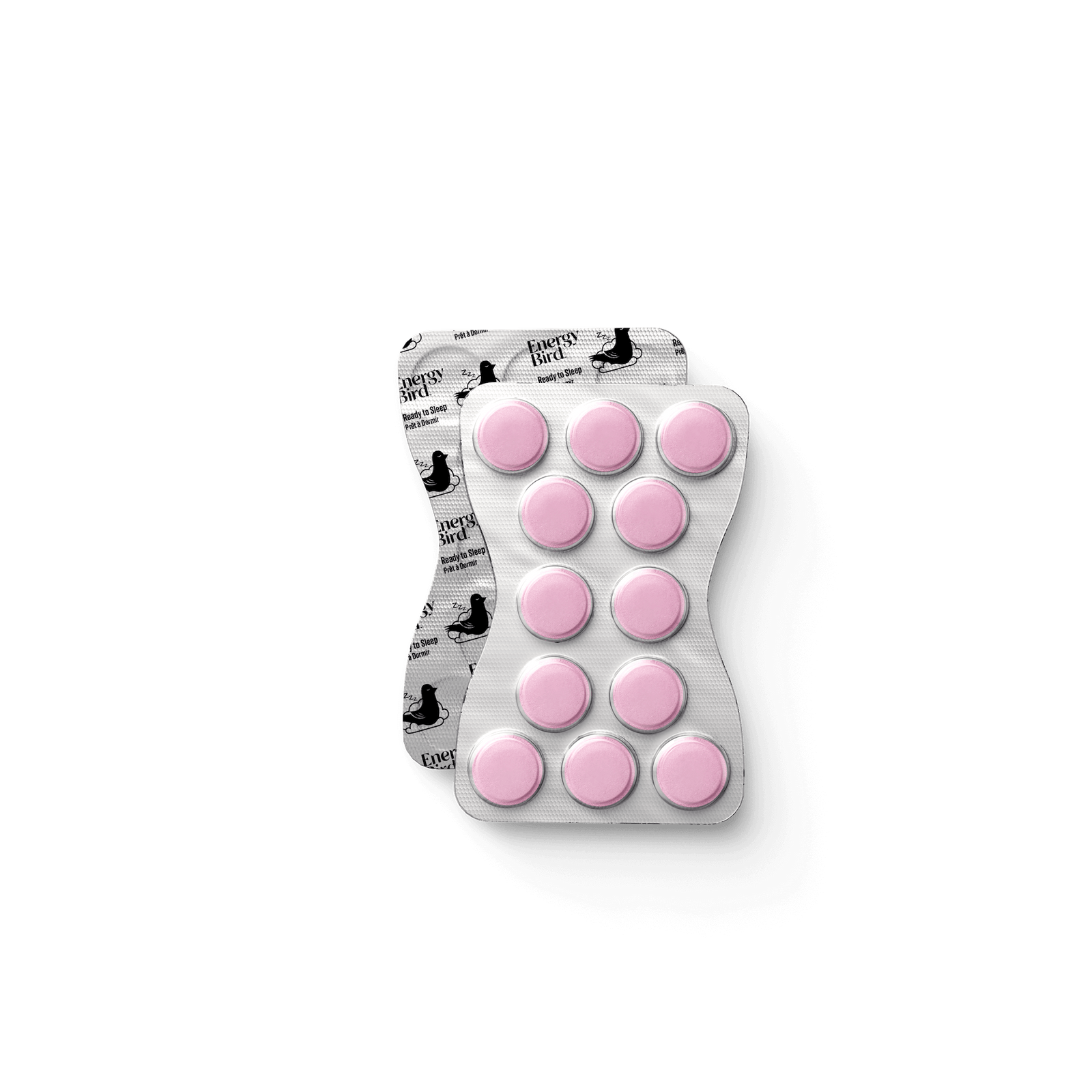 Comprimés du supplément Prêt à dormir par Energy Bird dans leur emballage.