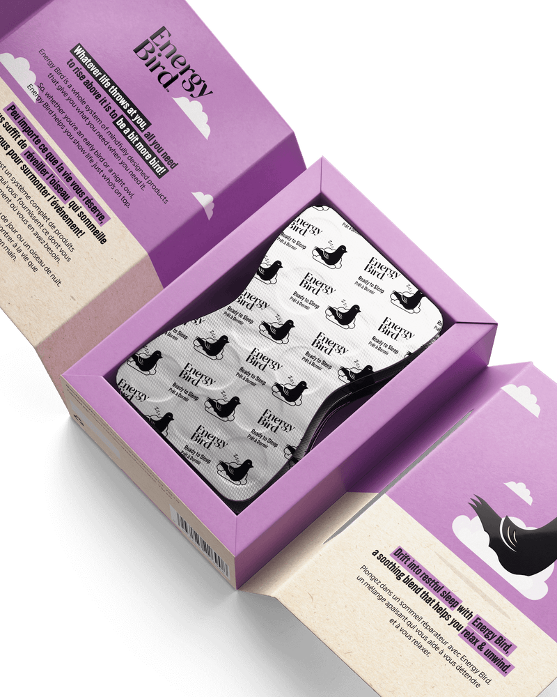 Energy Bird Ready to Sleep opened with blister packet and inner package visible