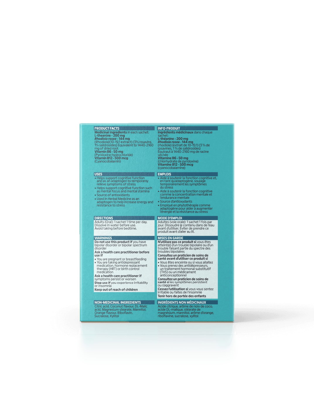 Energy Bird Switch On back of package with nutritional information
